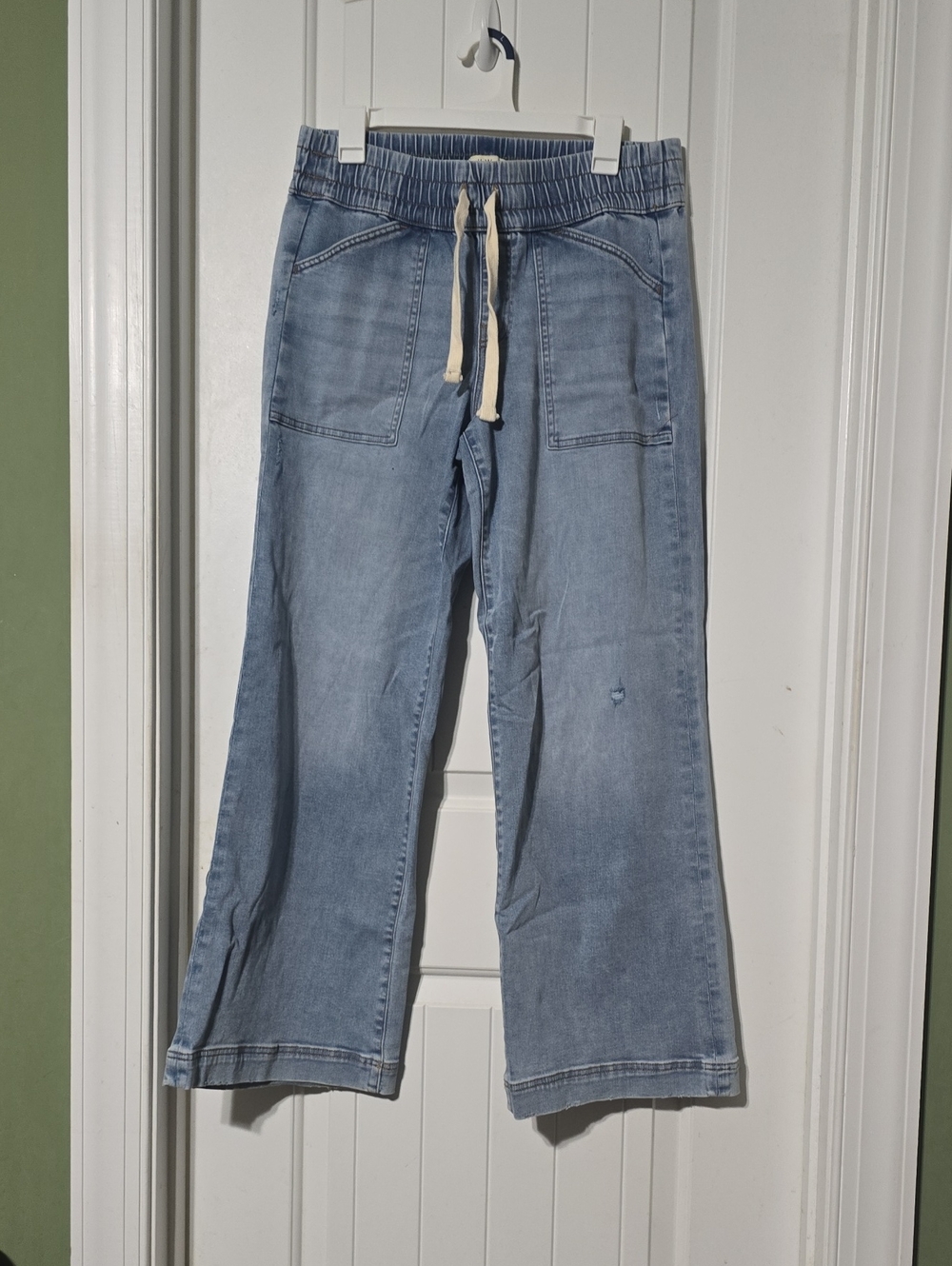 Light Wash Drawstring wide leg Denim